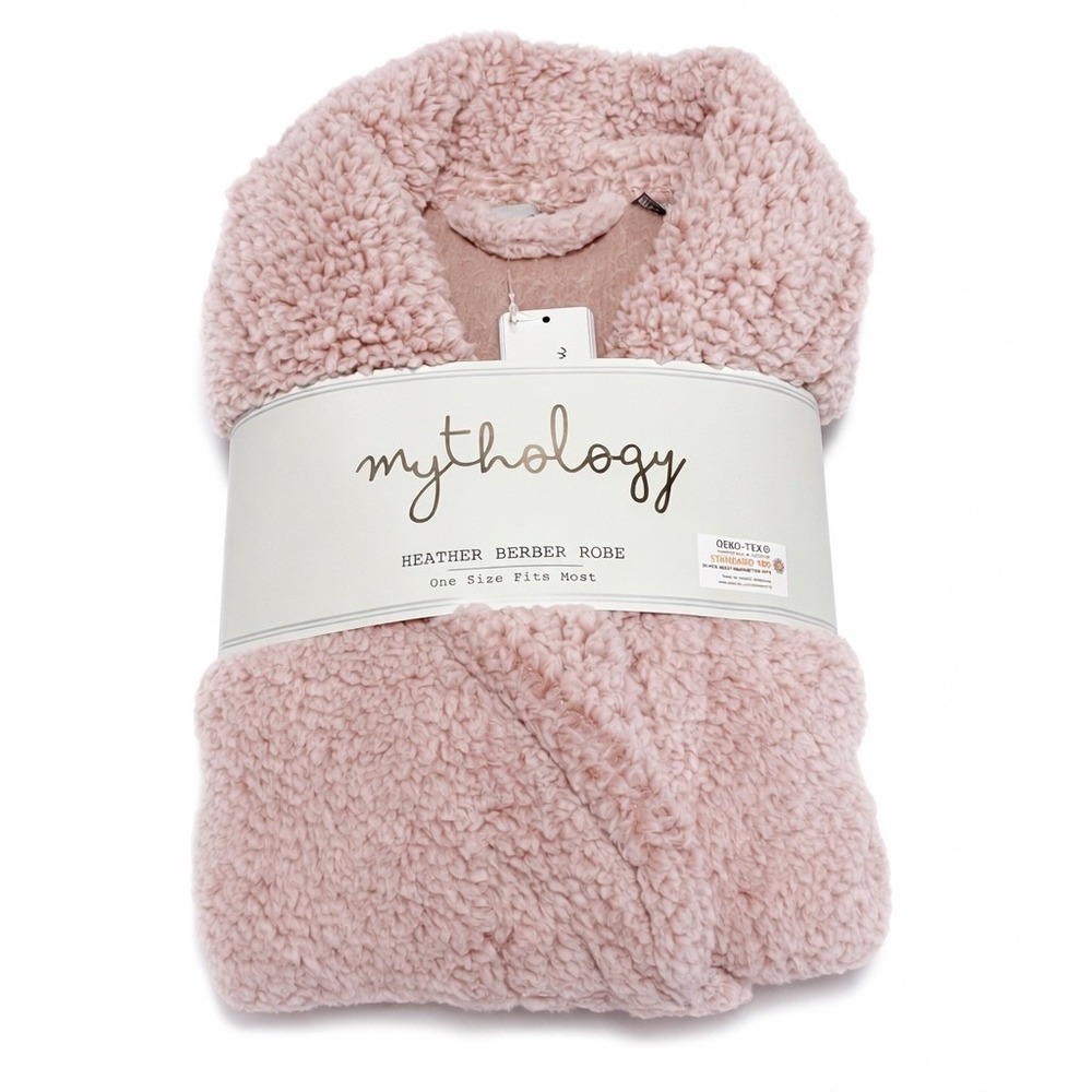 Mythology Heather Berber‎ Unisex Robe Pink One Size Fits Most NWT